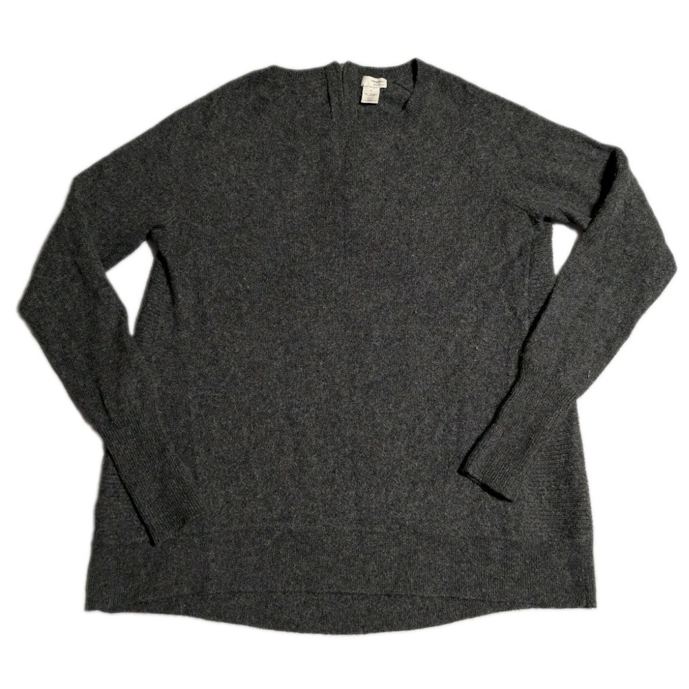 Halogen Cashmere Sweater Womens Small Gray Zip Back Tunic Long Sleeve Raglan